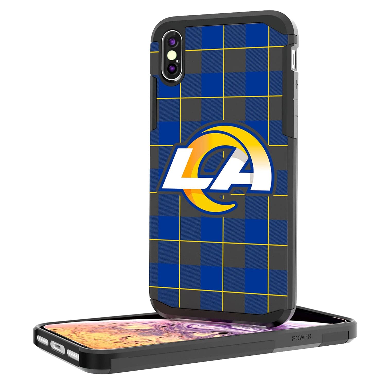 Los Angeles Rams iPhone Case - Rugged Plaid Design for iPhone 14/13/12/11 Pro Max - Shockproof Protective Cover for Football Fans - Perfect for Game Day & Outdoor Activities