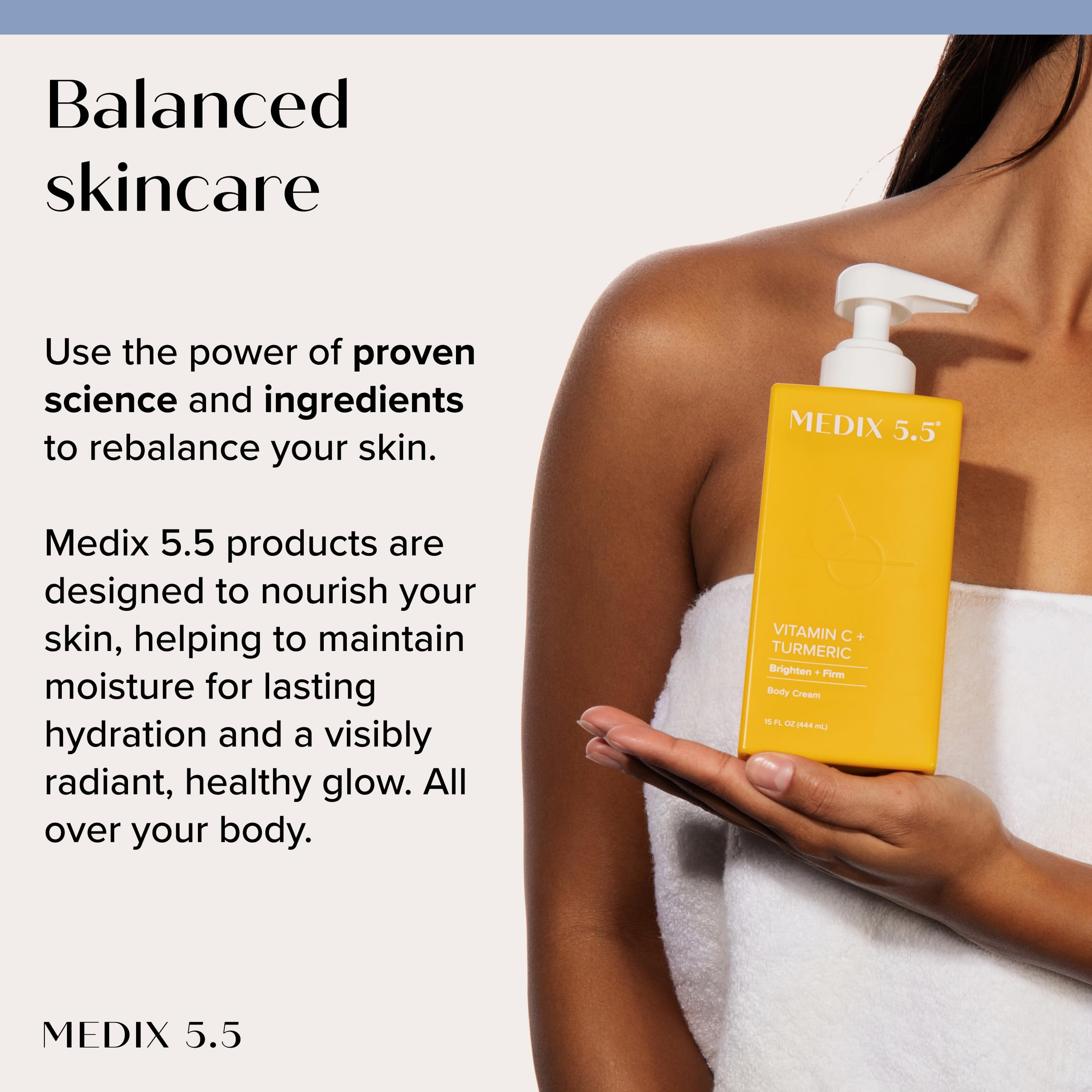 Medix 5.5 Vitamin C Brightening Cream - Anti-Aging Face & Body Moisturizer for Women & Men | Dark Spot Corrector, Wrinkle Reducer & Skin Tone Evening Lotion (15 Fl Oz) | Perfect for Daily Skincare Routine & Nighttime Hydration