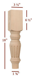 Fluted Harvest Coffee Table Legs - Solid Wood Mid Century Modern Furniture Legs for DIY Home Decor & Living Room Upgrade