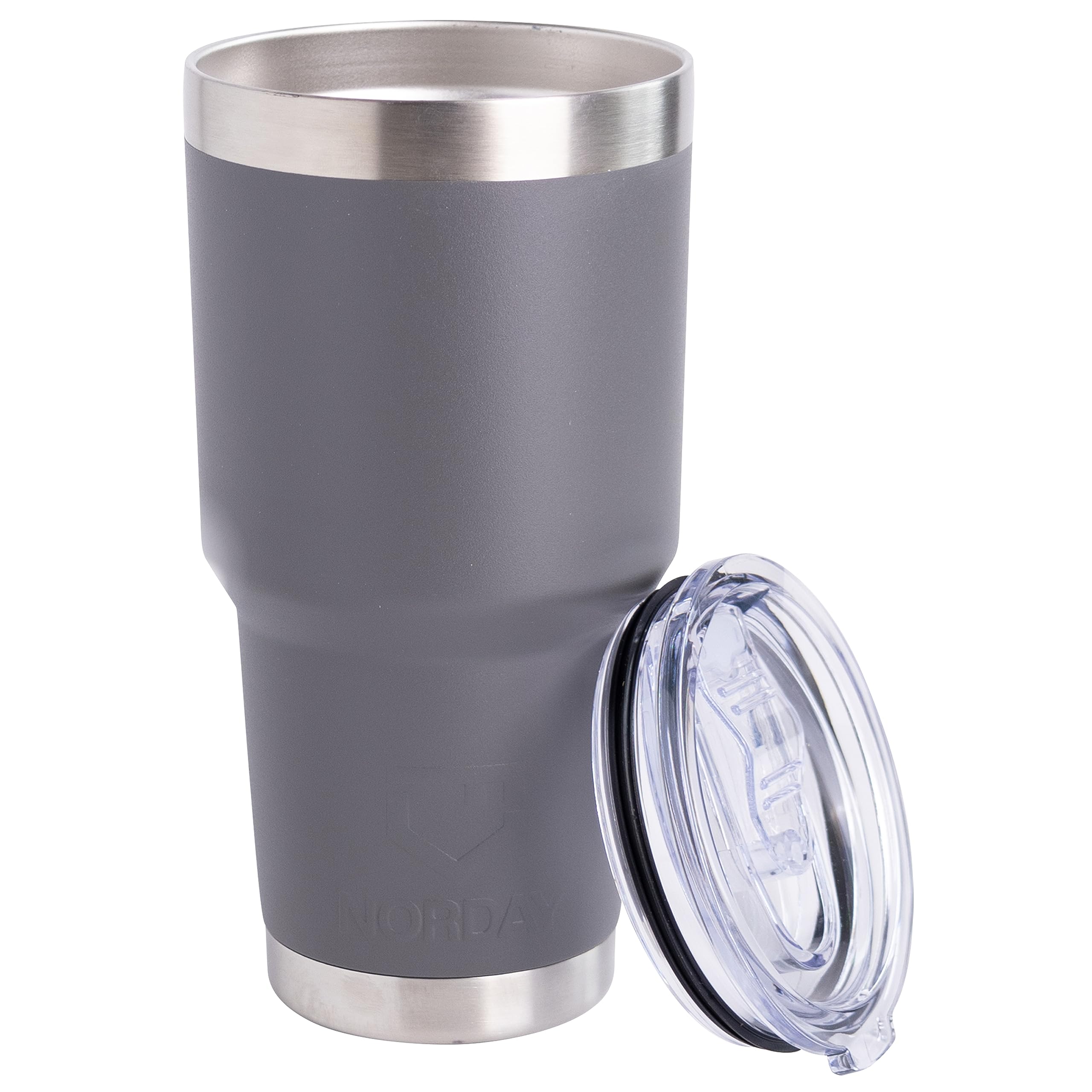 NORDAY 30oz Stainless Steel Tumbler with Lid - Grey Double Wall Vacuum Insulated Travel Mug - Keeps Drinks Hot/Cold for 24 Hours - Fits Car Cup Holder - Leak Proof Coffee Cup for Office, Gym, Camping & Road Trips