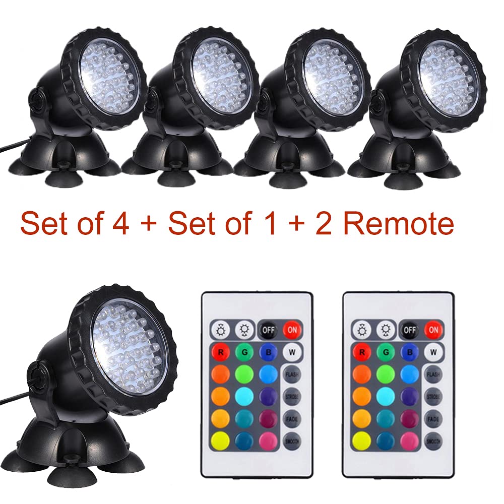 iMeshbean 12-LED Submersible Pond Lights for Pools, Fountains & Waterfalls - 4/6 Pack Underwater LED Lights with Color Lens & Remote Control - Perfect for Garden, Backyard, and Landscape Lighting