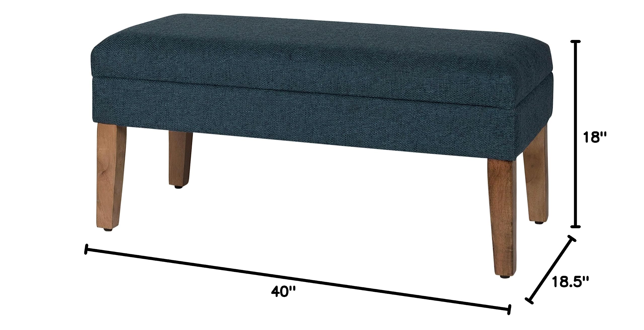 Homepop Upholstered Storage Ottoman Bench with Lift Top - Navy Blue Large Decorative Furniture for Living Room & Bedroom - Perfect for Extra Seating, Hidden Storage & Home Decor
