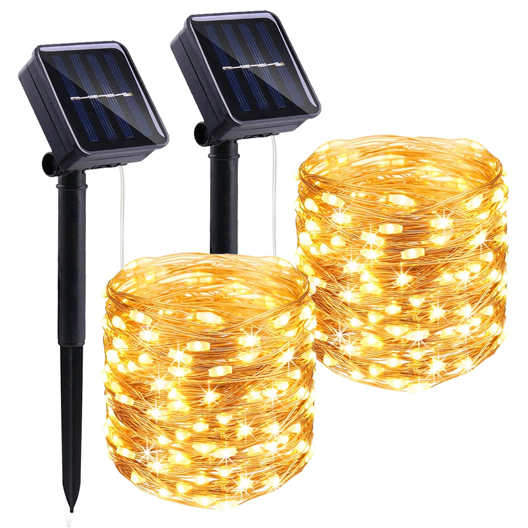 LIGHTOP 2 Pack 33FT 100LED Solar String Lights Outdoor Waterproof Fairy Lights with Copper Wire - Warm White for Garden, Wedding, Party, Terrace, Yard, Tree & Patio Decoration | Perfect for Backyard, Landscape Lighting and Holiday Decor