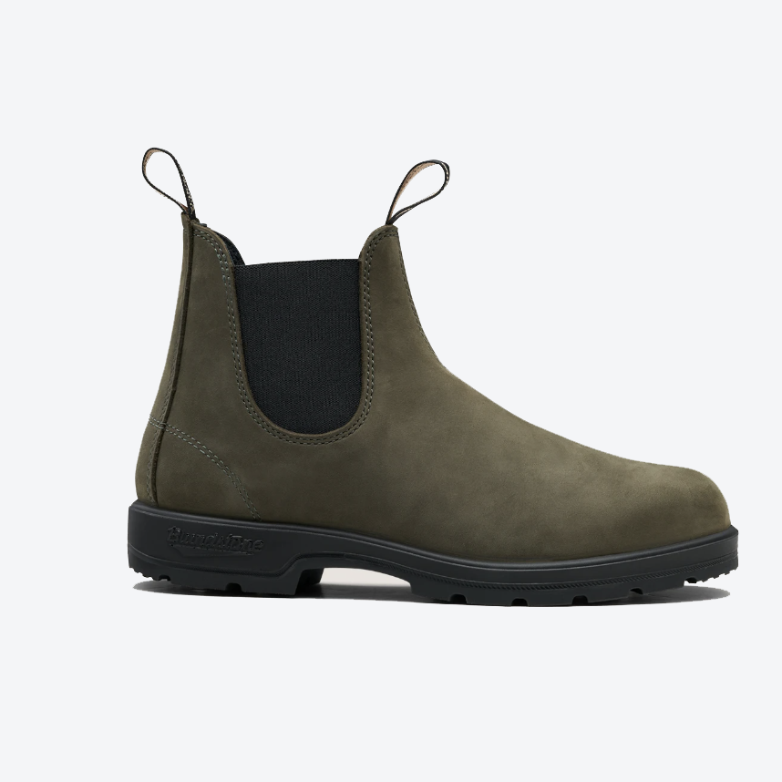 Blundstone 2442 Forest Nubuck Leather Chelsea Boots for Men & Women - Comfortable Slip-On Ankle Boots for Outdoor, Hiking & Casual Wear