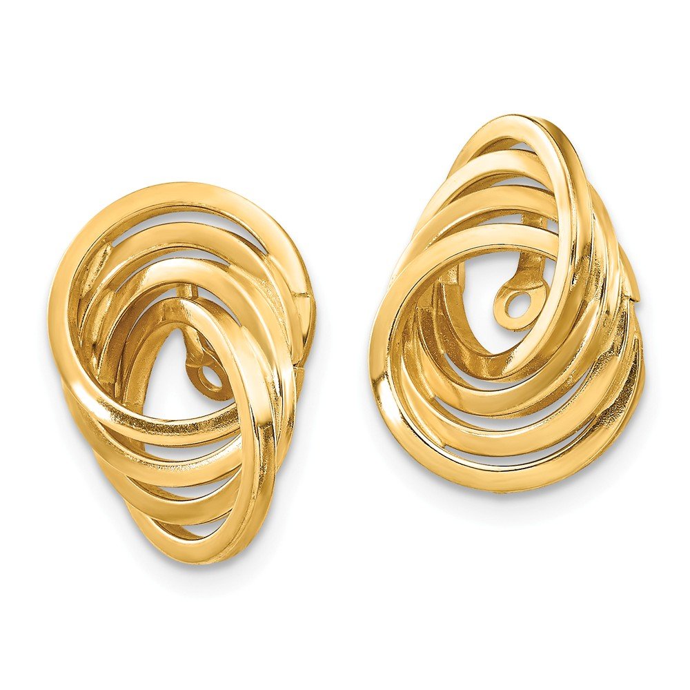 14K Yellow Gold Polished Love Knot Earring Jackets - Elegant Stud Enhancers for Everyday Wear, Date Nights & Special Occasions
