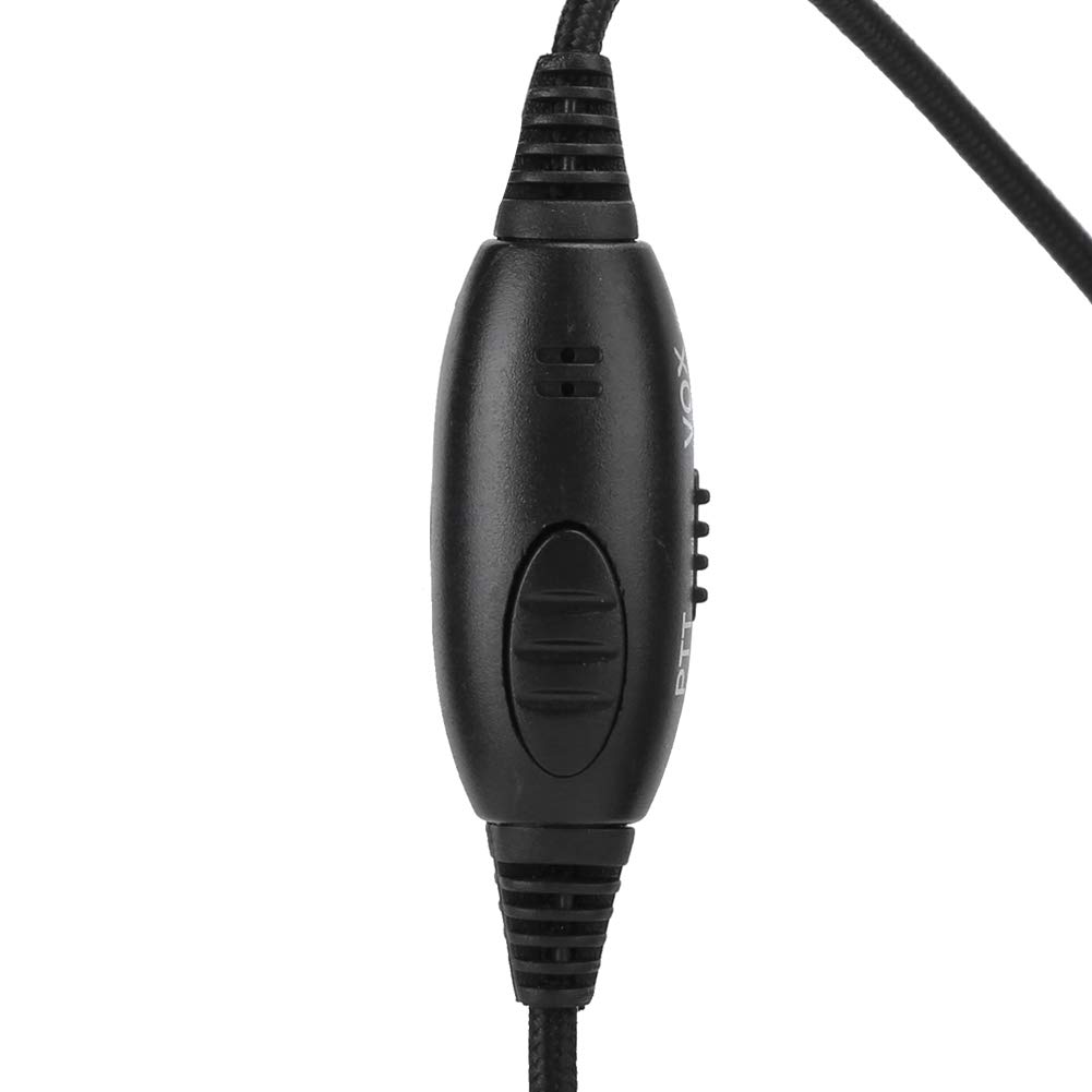 Topiky Professional Over-Ear Walkie Talkie Headset with Noise Cancelling Mic & PTT Button - Wired RF Communication Headset for Military, Security & Outdoor Use - Black