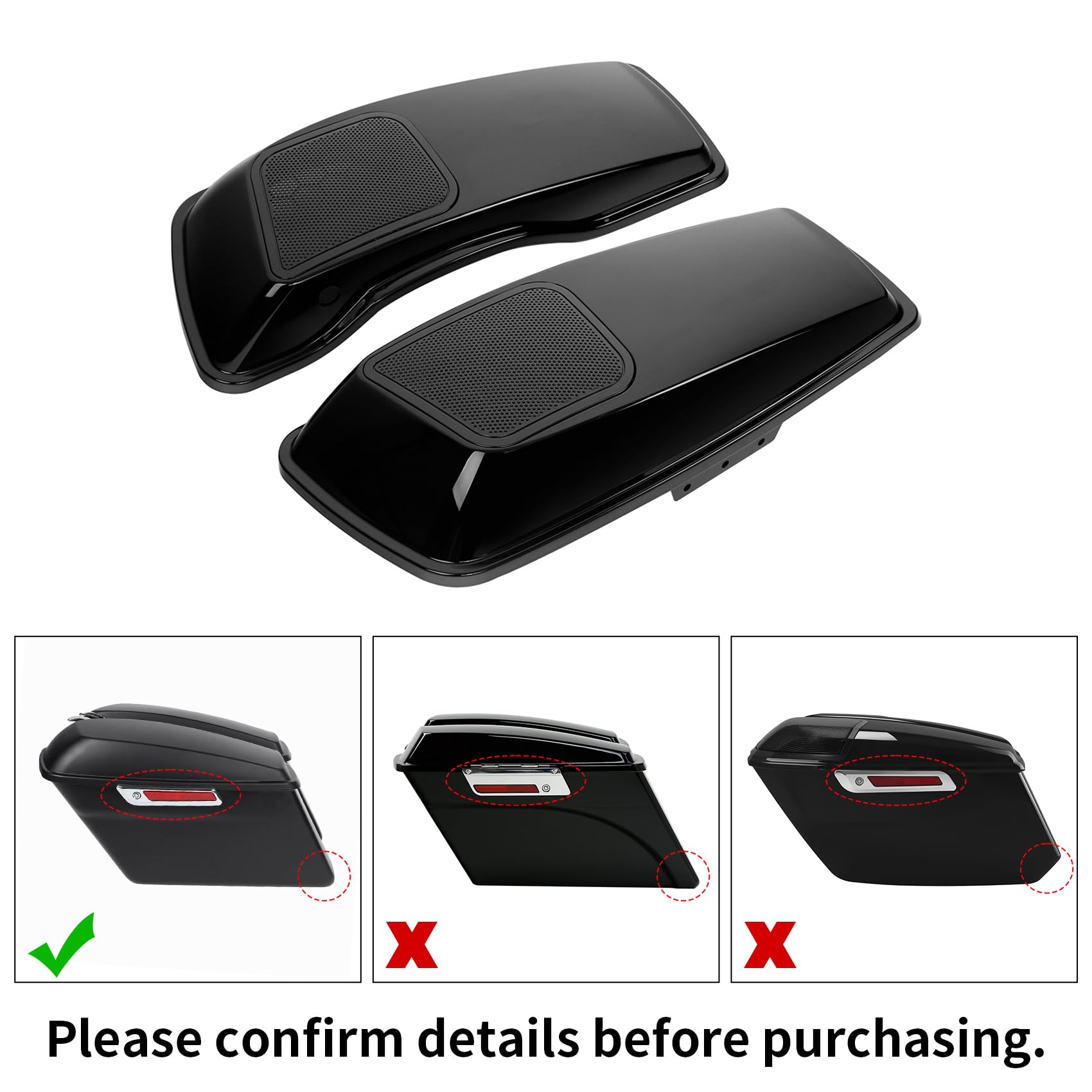 TCMT Saddlebag Speaker Lids with 6x9'' Cut Out Speaker Grills - Compatible with Harley Touring CVO Road King, Road Glide, Street Glide, Electra Glide (2014-2023) - Perfect for Motorcycle Audio Upgrades & Custom Sound Systems