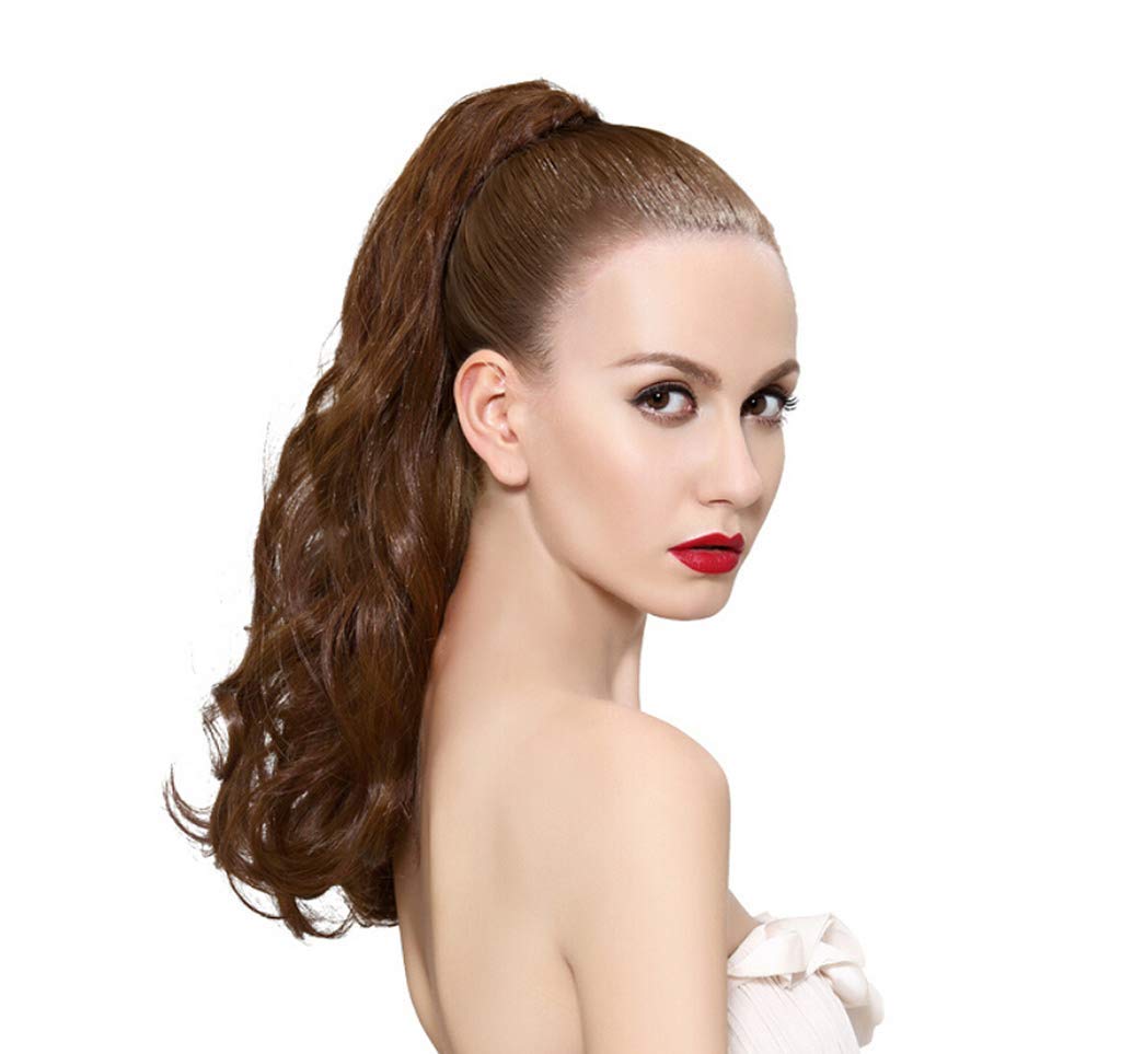 Remeehi 18-Inch Human Hair Wavy Ponytail Extension with Jaw Claw Clip - 16# Golden Blonde (105g) | Natural-Looking Hairpiece for Everyday Wear, Parties & Special Occasions