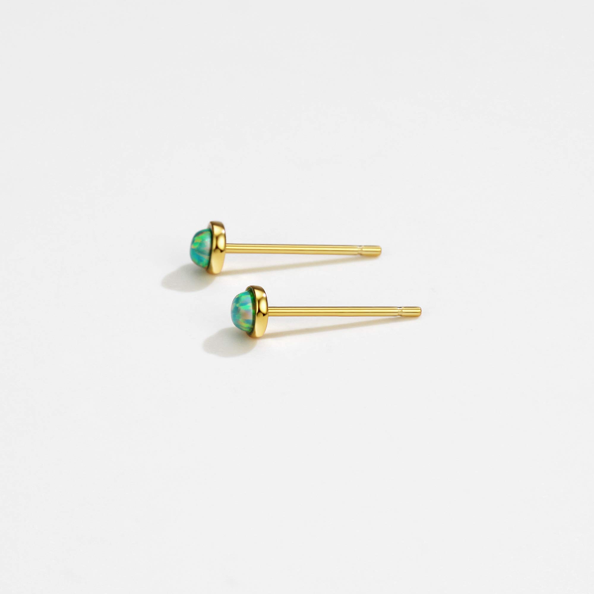 18K Gold Plated Sterling Silver Opal Stud Earrings for Women | Genuine Gemstone Stacking Earrings | Birthstone Jewelry Gift for Her | Perfect for Everyday Wear, Special Occasions & Gift Giving