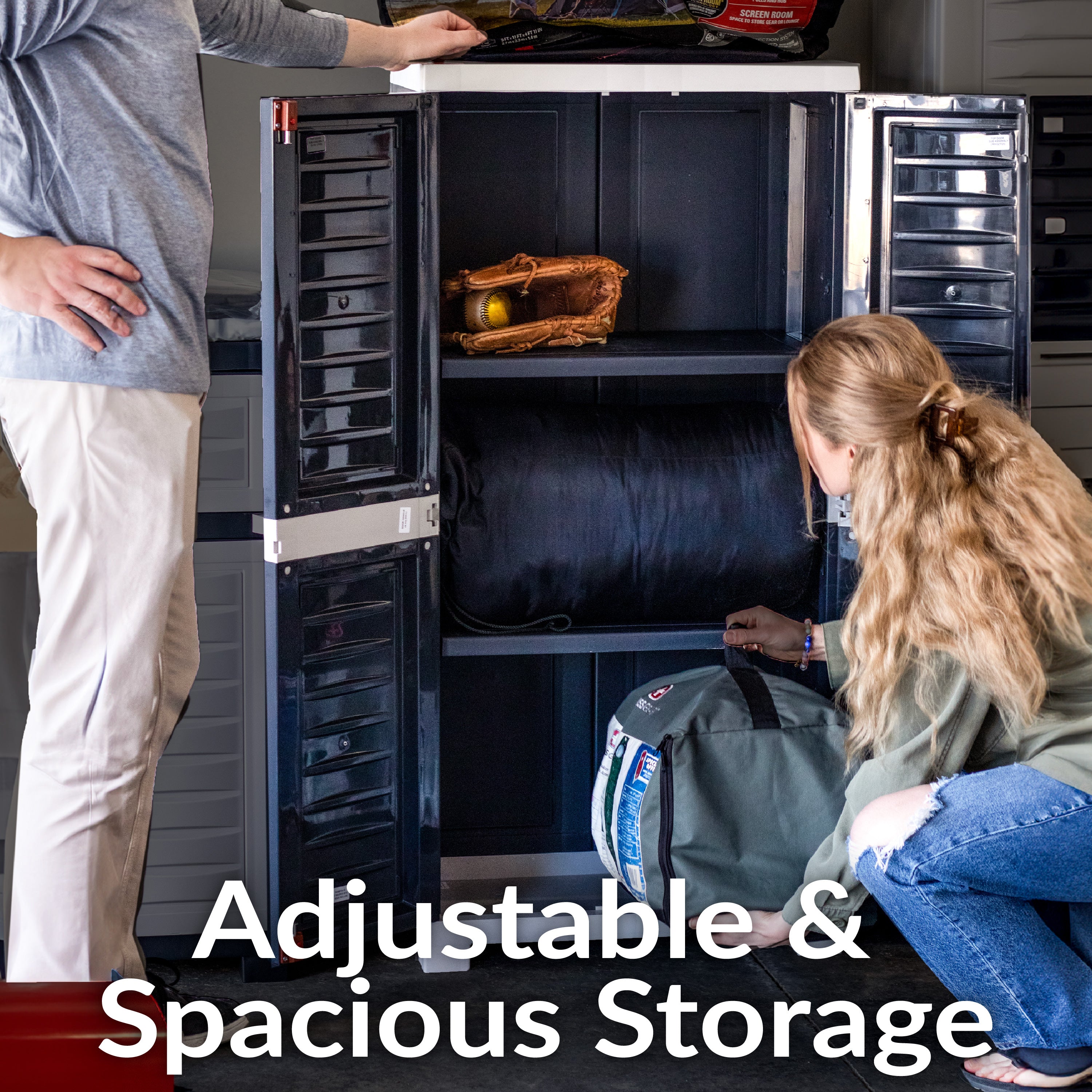 Lockable Plastic Storage Cabinet with 3 Adjustable Shelves - Heavy Duty Outdoor & Indoor Organizer for Garage, Shed, Patio, or Home Organization