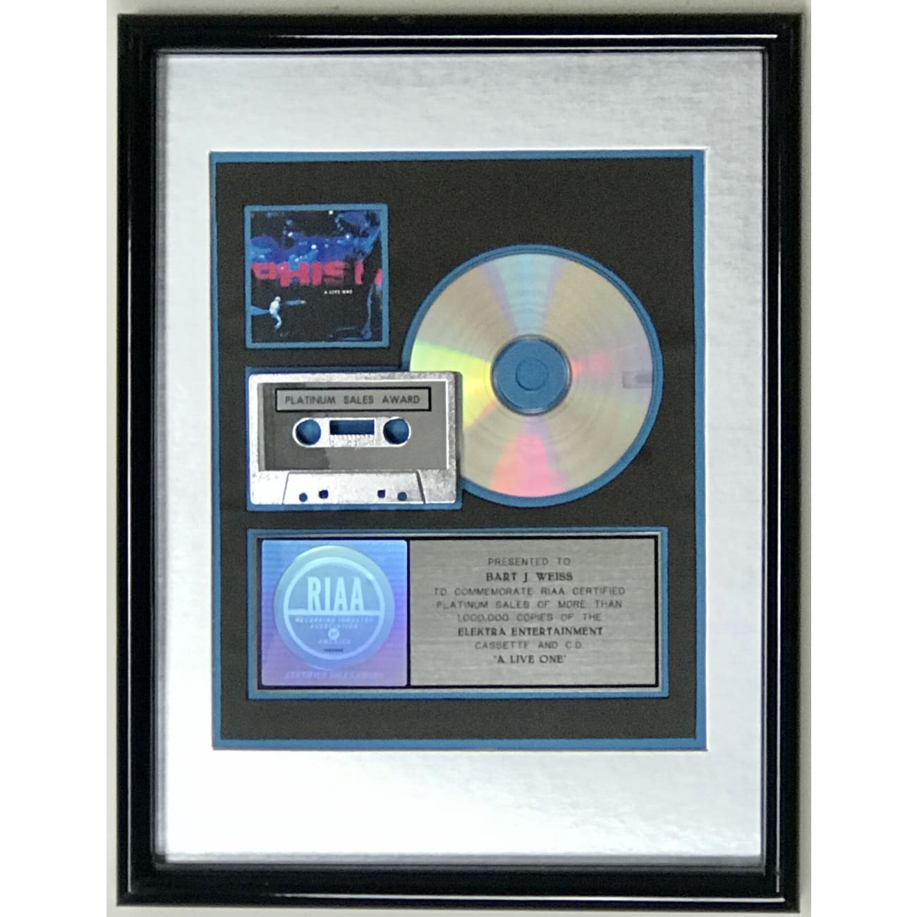 Phish - A Live One RIAA Platinum Album Award | Official Certified Music Collectible for Fans & Memorabilia Enthusiasts | Perfect for Home Display, Music Room Decor & Concert Souvenirs