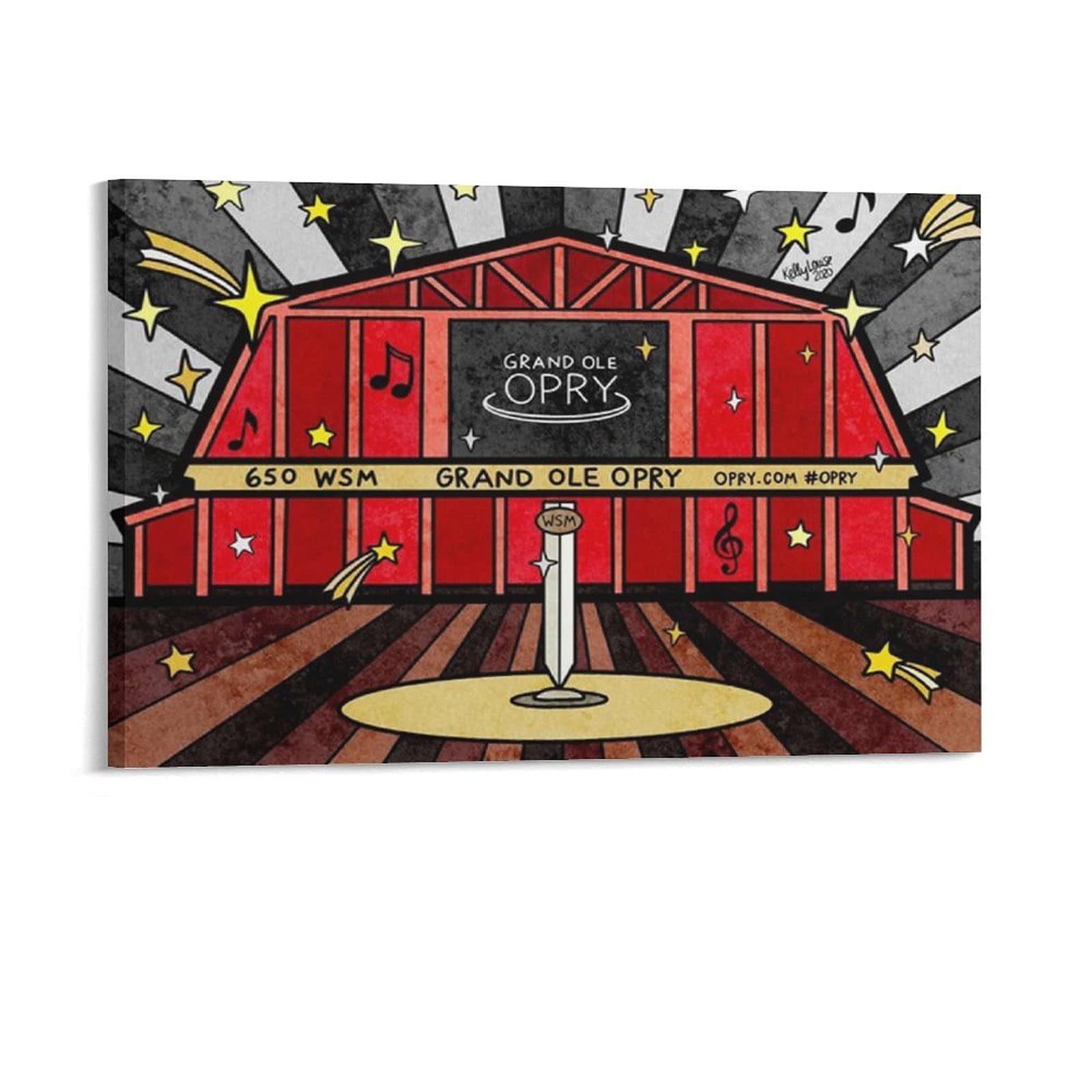 Handi Grand Ole Opry Vintage Music Poster - 24x36 Inch (60x90cm) Canvas Wall Art for Bedroom, Office & Music Room Decor - Perfect Gift for Country Music Fans & Home Theater Enthusiasts