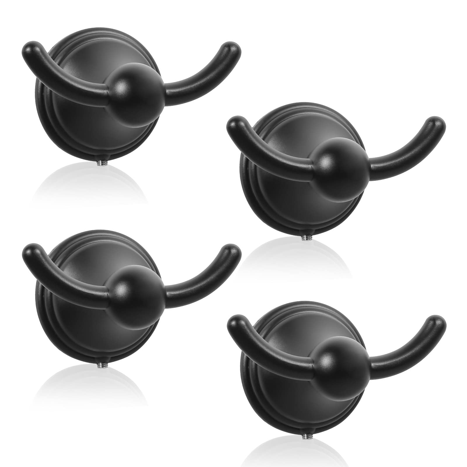Premium Matte Black Wall Mounted Bathroom Towel Hooks - 4 Pack for Bath, Robe & Towel Organization - Durable Stainless Steel Hooks for Spa, Gym, Poolside & Home Decor