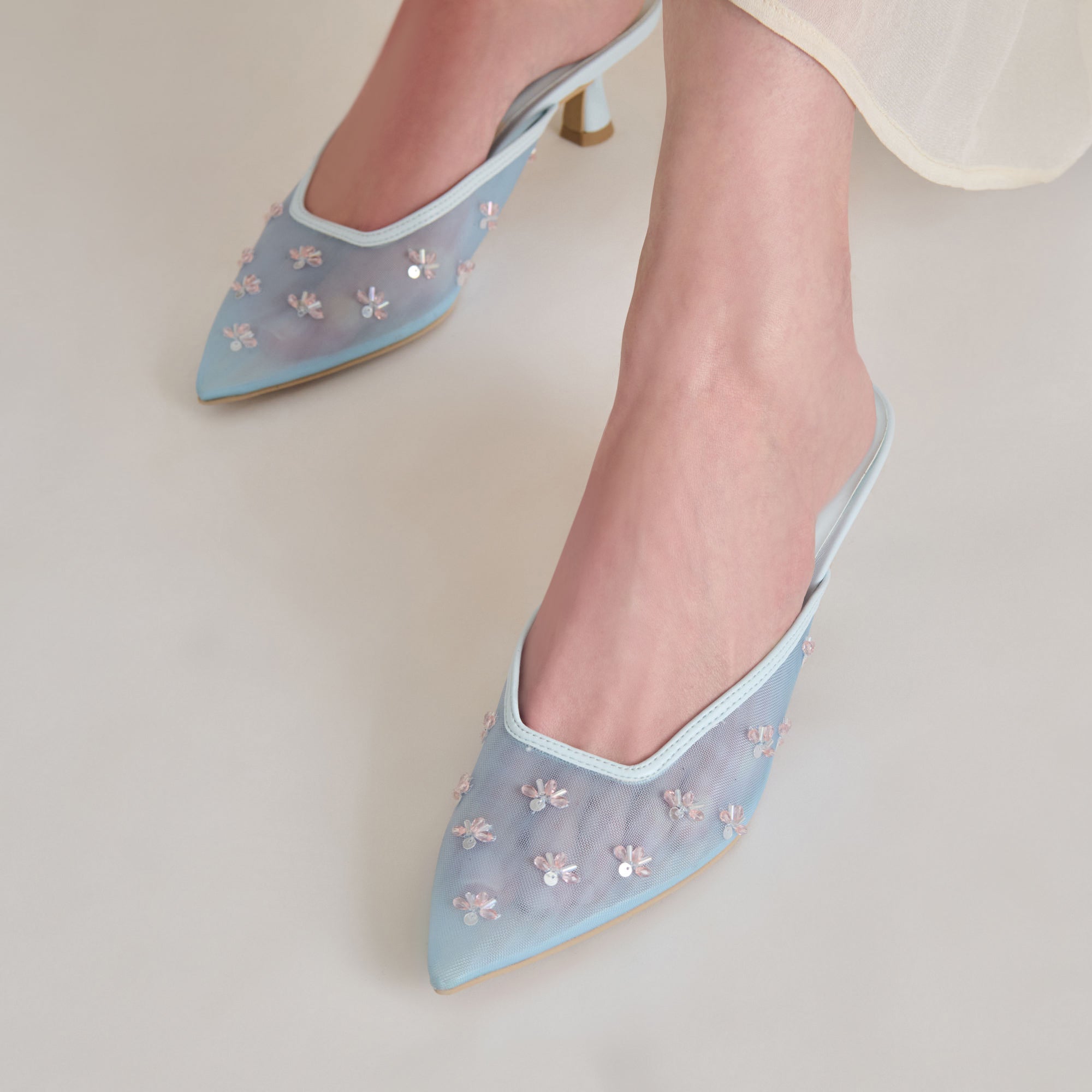 CLARA High Heels for Women - Ice Blue Mesh Stiletto Pumps - Perfect for Parties, Weddings & Evening Events