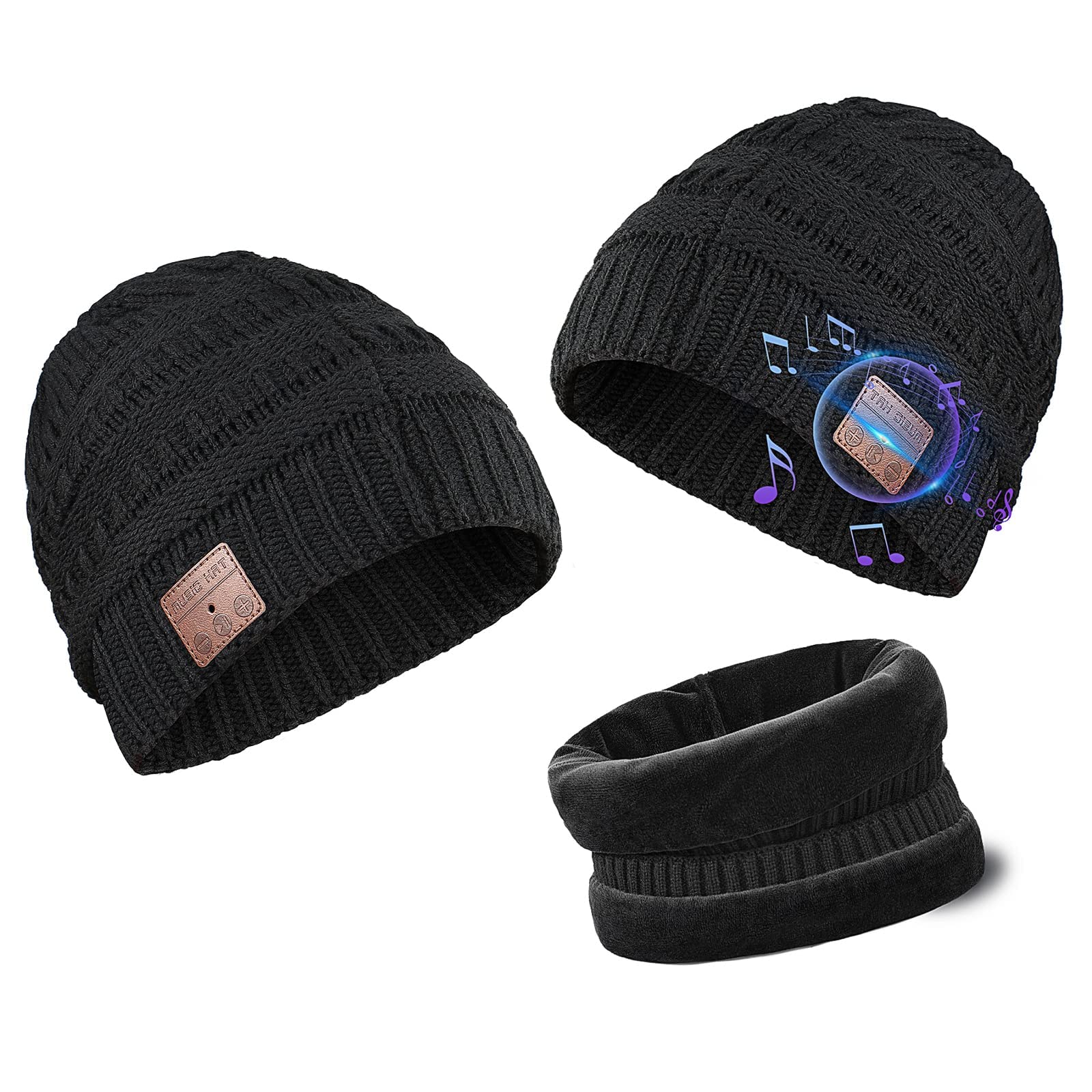 Wireless Bluetooth Beanie for Women - Winter Knit Hat with Built-in Bluetooth 5.0 Headphones & Neck Warmer - Ponytail-Friendly Music Beanie - Perfect Tech Gift for Christmas, Birthday (Great for Running, Skiing & Outdoor Activities)