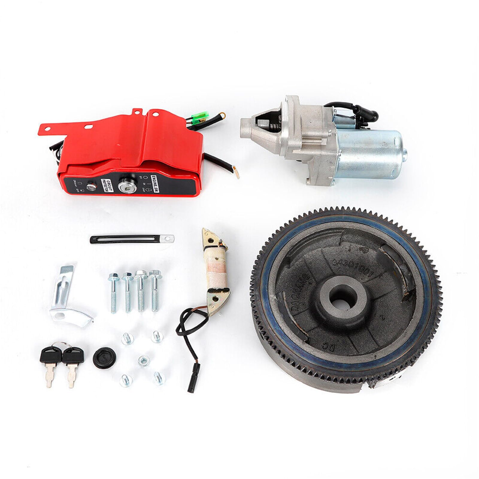 Honda GX390 13HP & GX340 11HP Electric Starter Motor Kit with Flywheel, Ignition Coil & Switch - Complete Electric Start Conversion Kit for Small Engines - Perfect for Generators, Pumps & Power Equipment