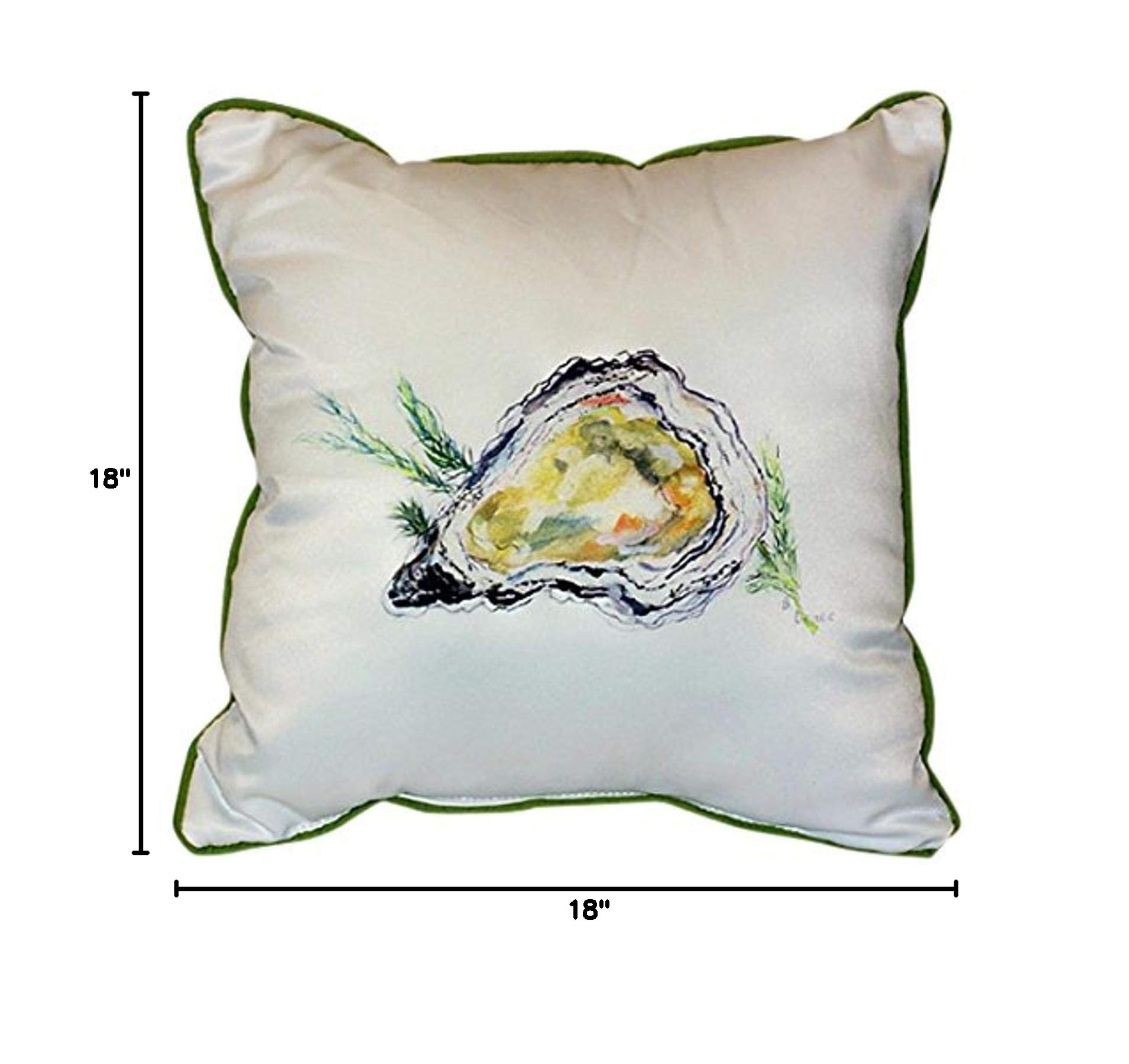 Betsy Drake 18x18 Inch Oyster Pillow - Soft Decorative Throw Pillow for Living Room, Bedroom, Sofa & Couch - Perfect Home Decor Accent for Coastal & Nautical Themes