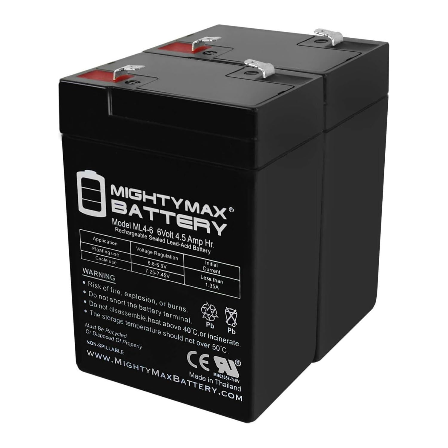 Mighty Max Battery ML4-6 - 6V 4.5AH Replacement Battery for APC UPS Systems - 2 Pack - Power Backup for Computers, Routers, and Home Office Equipment