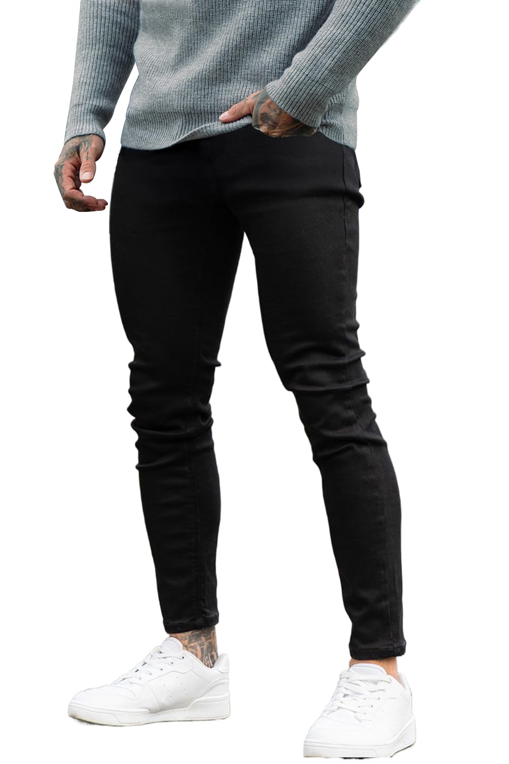 GINGTTO Men's Ripped Jeans Slim Fit Skinny Stretch Denim Pants for Casual Wear & Street Style | Comfortable & Fashionable Distressed Jeans for Everyday Outfits