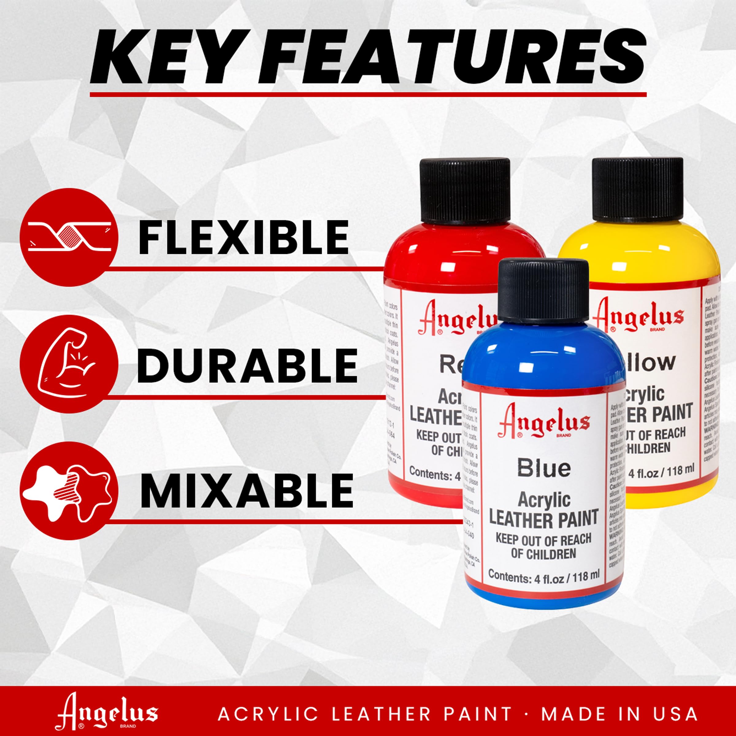Angelus Acrylic Leather Paint - 4 oz Bottle for Shoes, Bags & DIY Projects - Premium Sand Color for Leather Repair & Customization - Perfect for Artists, Crafters & Shoe Customization