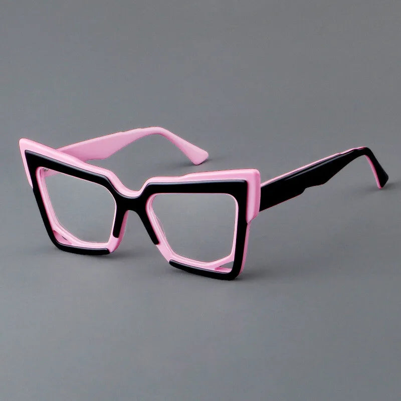 CCspace Unisex Full Rim Square Cat Eye Acetate Eyeglasses Frame 301622 - Stylish Retro Glasses for Women & Men, Perfect for Office, Reading & Fashion Accessories