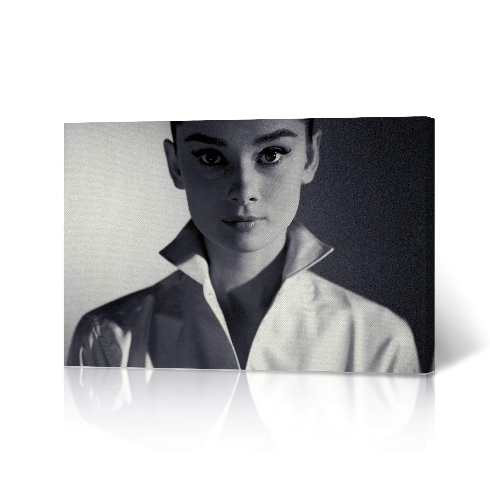 Audrey Hepburn Canvas Wall Art - Elegant Black & White Portrait Print - 30x40 Inch Wall Decor for Bedroom & Living Room - Made in USA | Classic Hollywood Home Decor, Gift for Movie Lovers