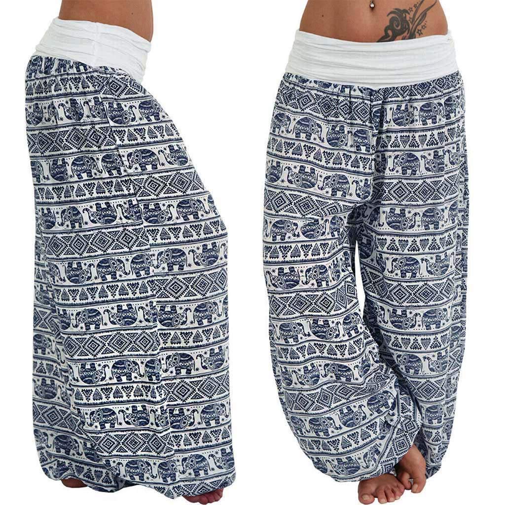 mmknlrm Women's Loose Printed Casual Pants - High Waist Comfortable Elastic Band Trousers for Ladies | Perfect for Work, Travel & Lounge Wear