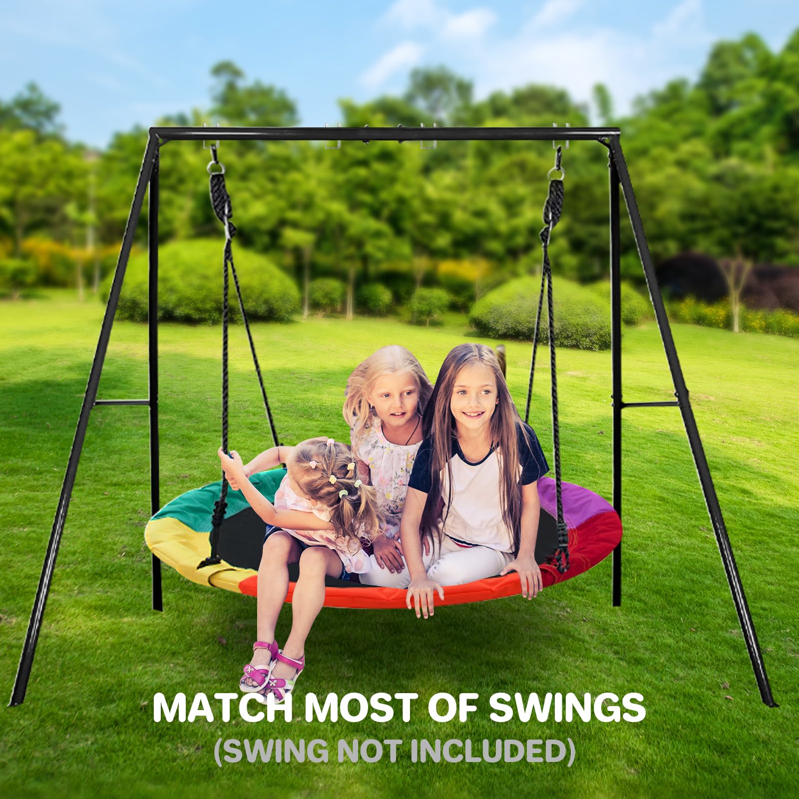 IKARE Heavy Duty Metal Swing Frame for Kids - 440 LB Capacity, Universal Fit for Most Swings - Indoor & Outdoor Use in Backyard, Garden, Playground (Perfect for Family Fun & Outdoor Activities)