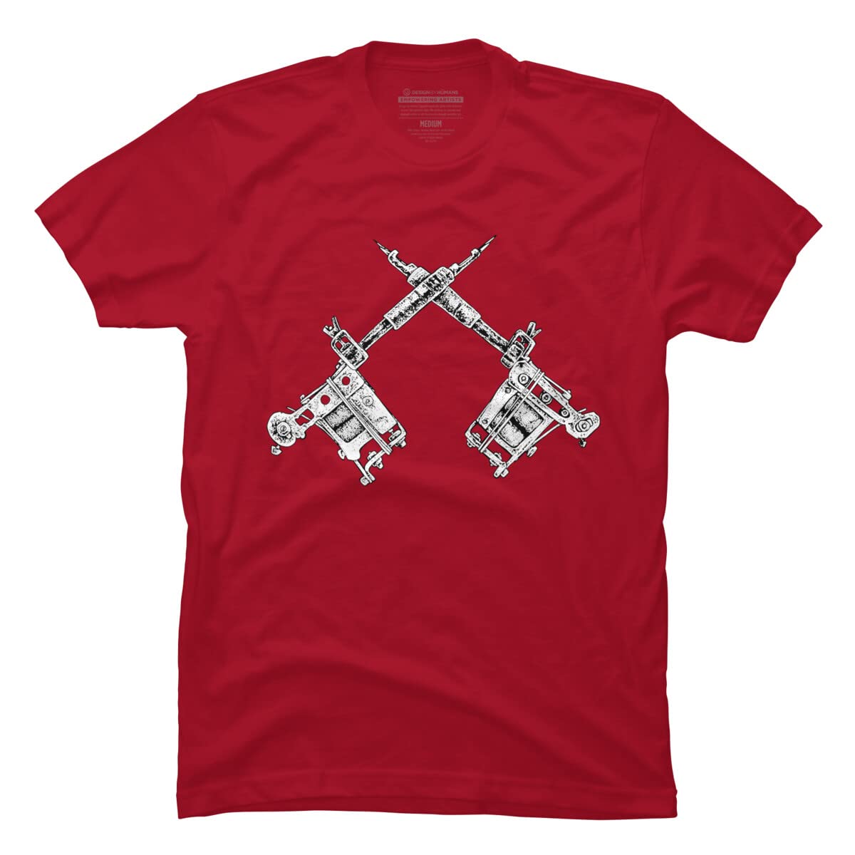Design By Humans Men's Vintage Tattoo Gun Graphic T-Shirt by Matthew Britton | Cool Retro Style Tee for Casual Wear, Street Fashion & Music Festivals