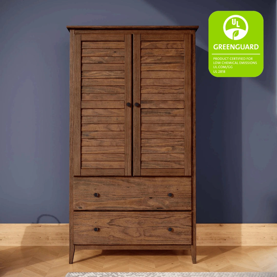 Greenport 2 Door Wardrobe Closet - Spacious Storage for Bedroom, Closet Organizer with Hanging Rod & Shelves - Perfect for Home, Apartment, Dorm Room Organization