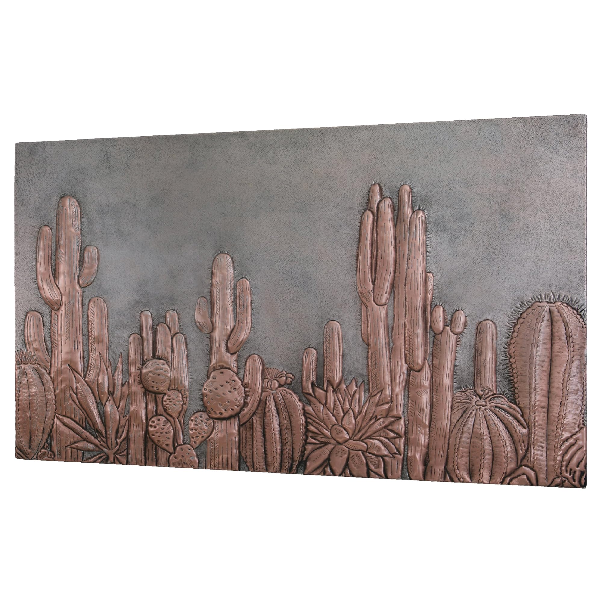 Southwestern Cactus Copper Backsplash Tile - Handmade Custom Kitchen Backsplash Panel for Indoor & Outdoor Wall Decor (Gray & Copper) | Perfect for Southwestern, Boho, and Farmhouse Style Kitchens