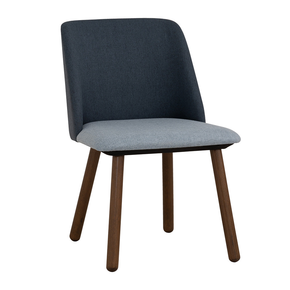 JOLLIN Modern Dining Chair - Walnut Wood Frame & Blue Upholstery - Comfortable Kitchen & Dining Room Furniture for Home & Restaurant Use
