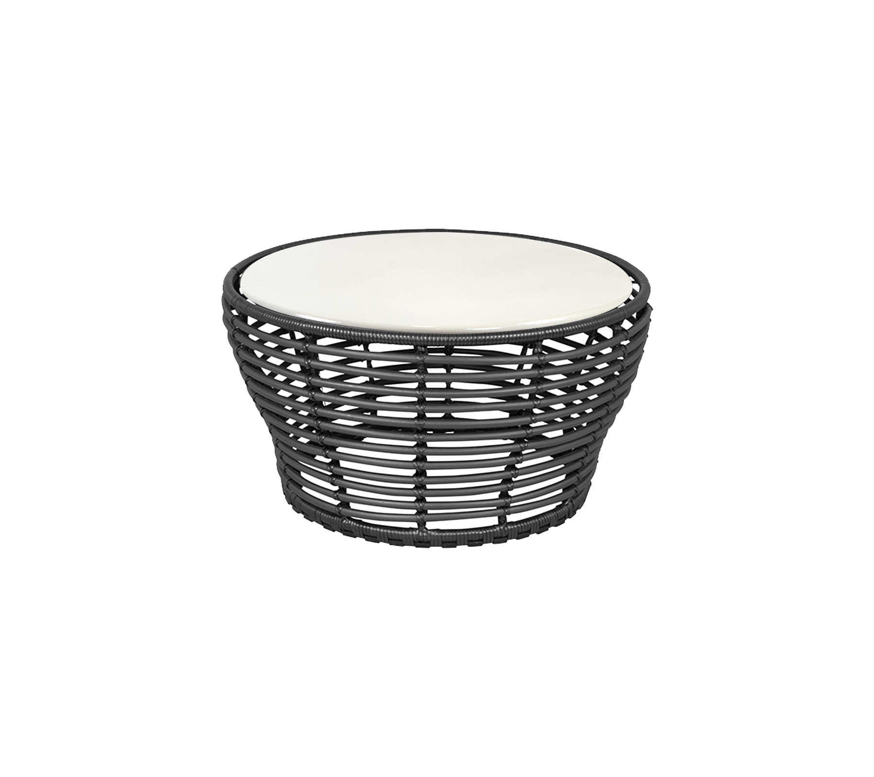 Modern Rattan Basket Coffee Table - Medium Size Round Woven Natural Fiber Ottoman for Living Room, Bedroom, or Patio Decor