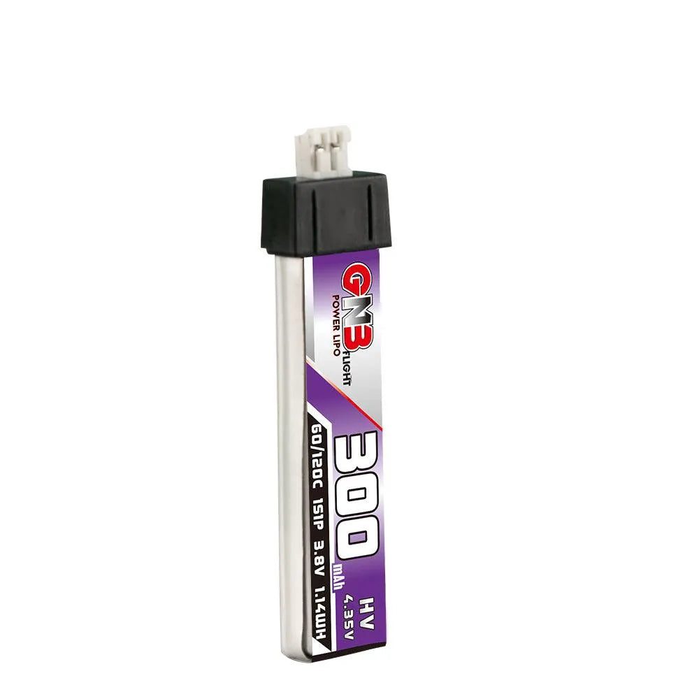 GNB/GAONENG 300mAh 1S 3.8V HV 60C LiPo Battery with PH2.0 Connector & Head Cover - 6 Pack for FPV Drones, RC Cars, and DIY Electronics Projects