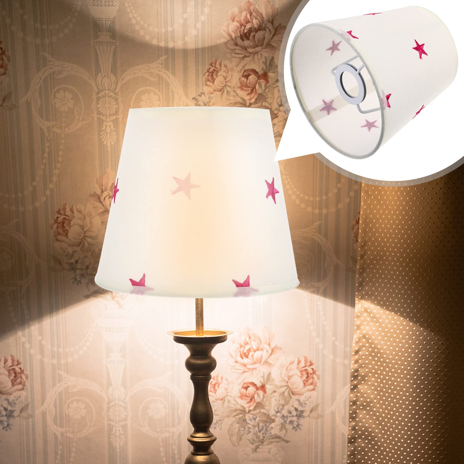 EXCEART Fabric Lampshade - Rustic Table Lamp Cover for E27 Bulbs, Glass Candle Holder & Home Decor - Perfect for Children's Rooms, Living Room Lighting & Bedside Desk Lamps