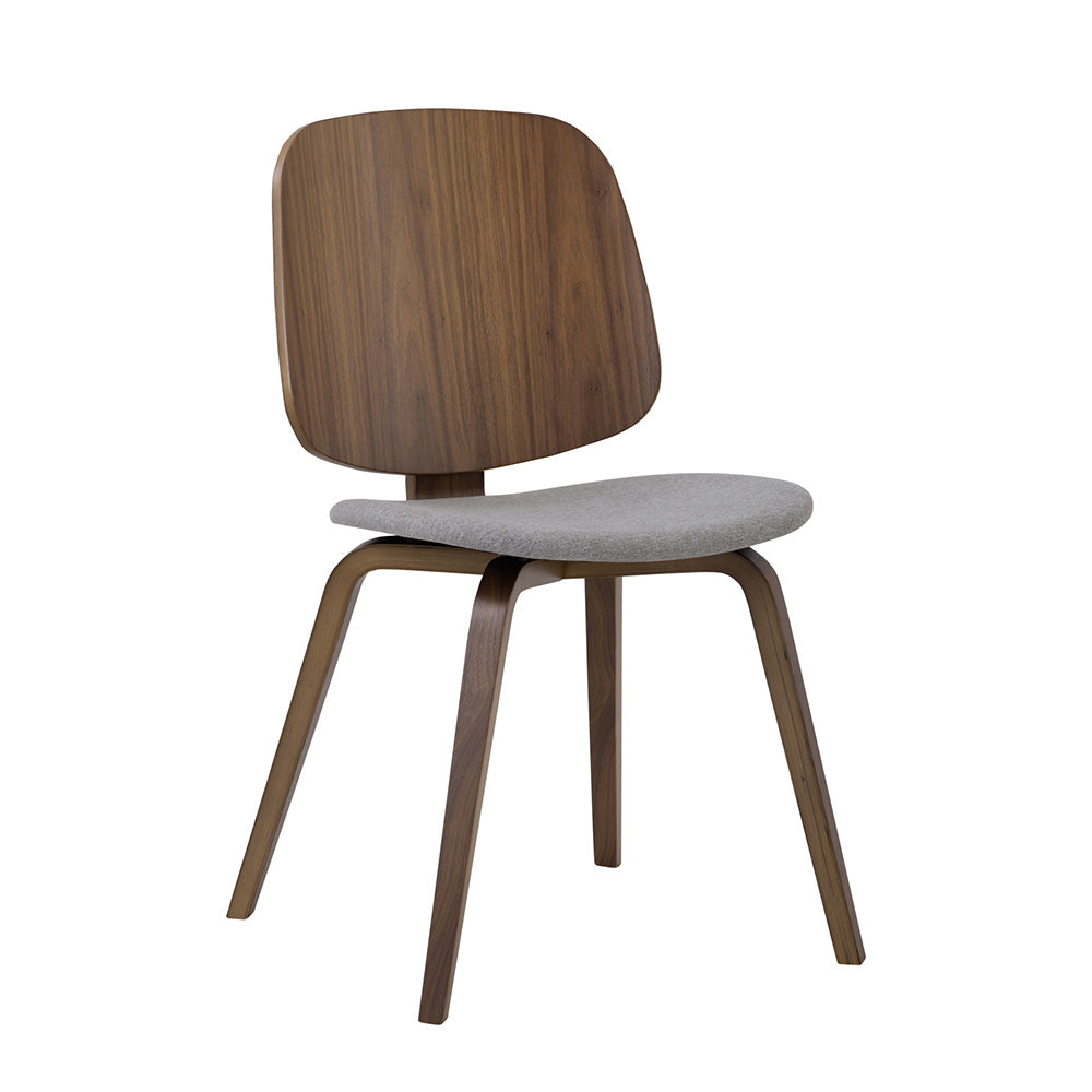 AVARIE Modern Dining Chair - Grey Fabric & Walnut Wood Frame - Comfortable Kitchen, Dining Room, or Office Seating for Home & Restaurant Use
