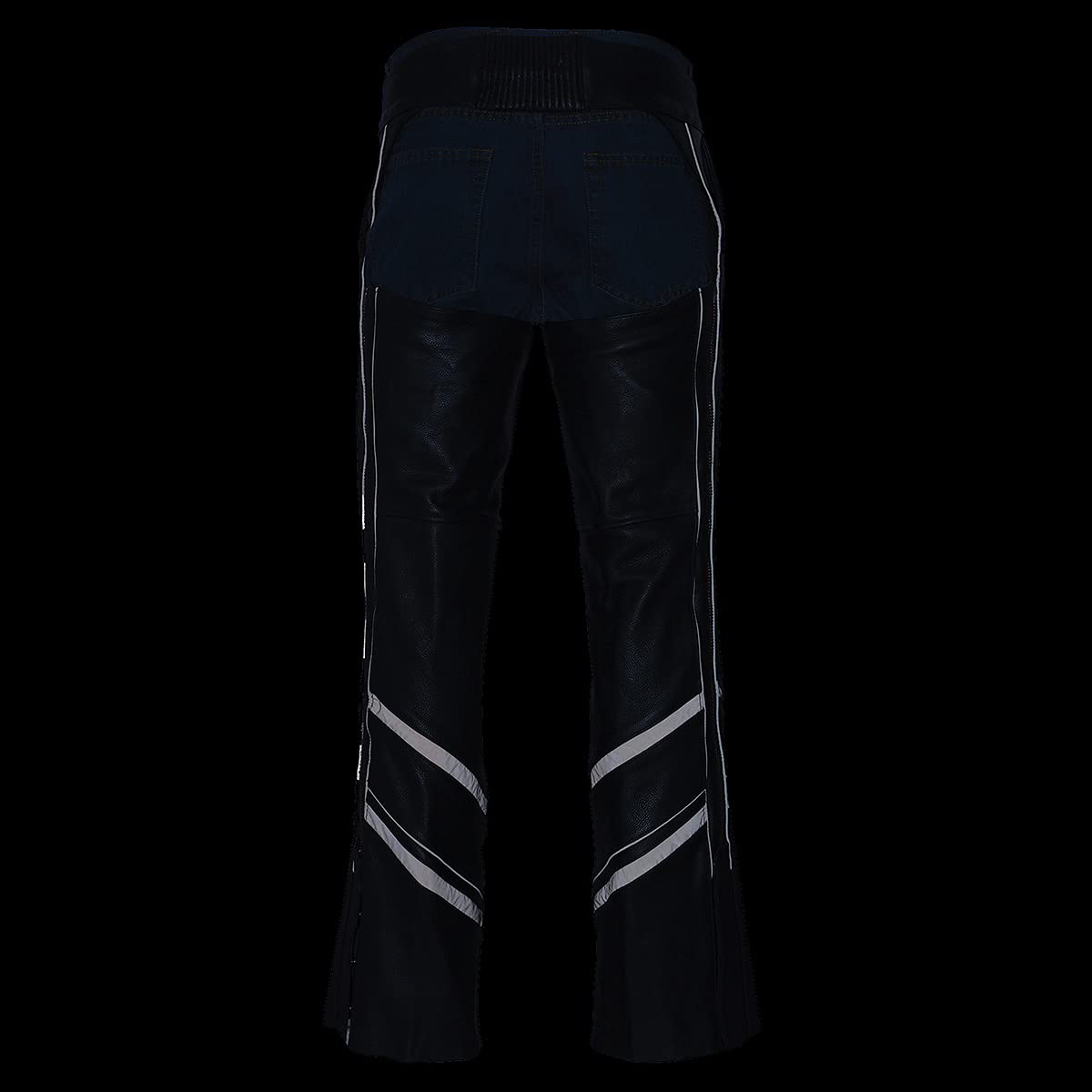 Milwaukee Leather ML1144 Men's Black Premium Leather Motorcycle Chaps with Ventilation & Reflective Piping - Durable Riding Gear for Harley, Cruiser & Adventure Bikes