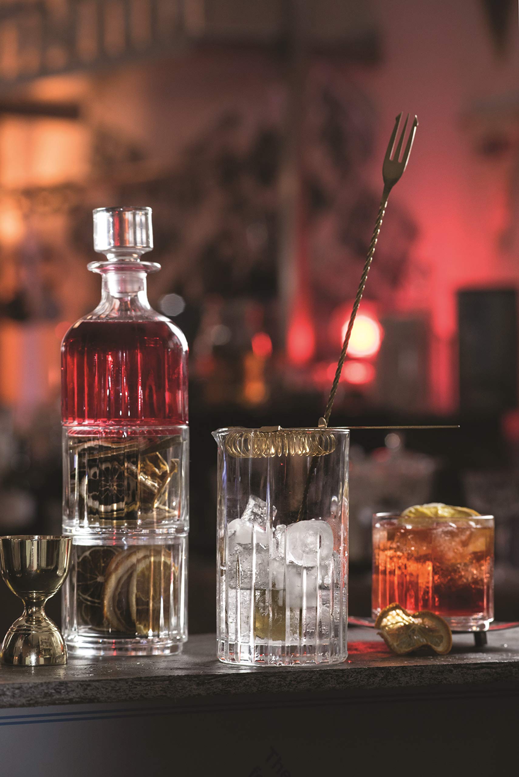 Premium Crystal Whiskey Decanter Set with 2 Stackable Old Fashioned Tumblers - 12oz European Glassware for Bourbon, Scotch & Cocktails - Elegant Home Bar & Gift Set for Whiskey Lovers
