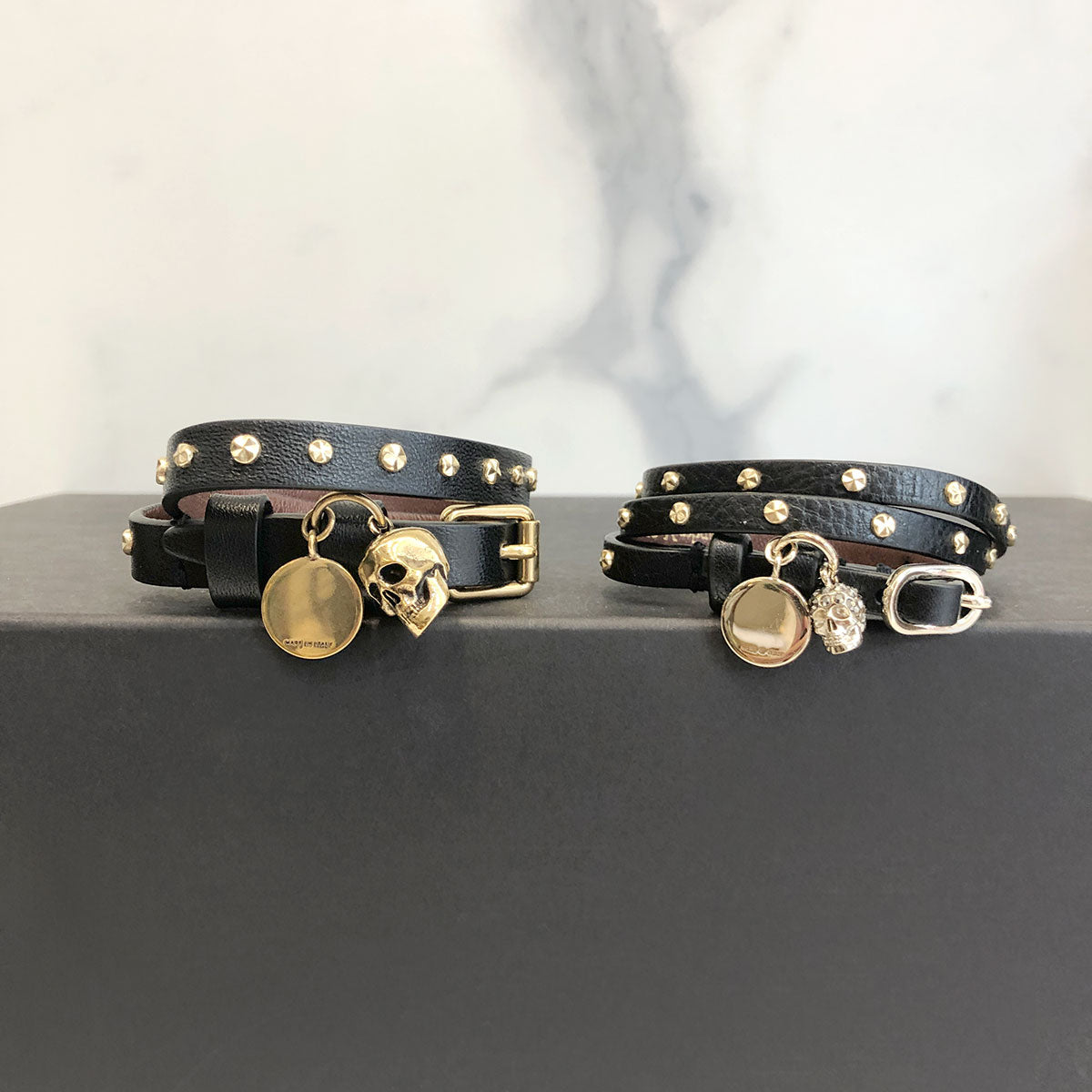 2 Pack Wrap Bracelet Studs - Black & Gold Jewelry for Women, Adjustable Wrist Cuff for Boho Fashion, Layering & Everyday Wear