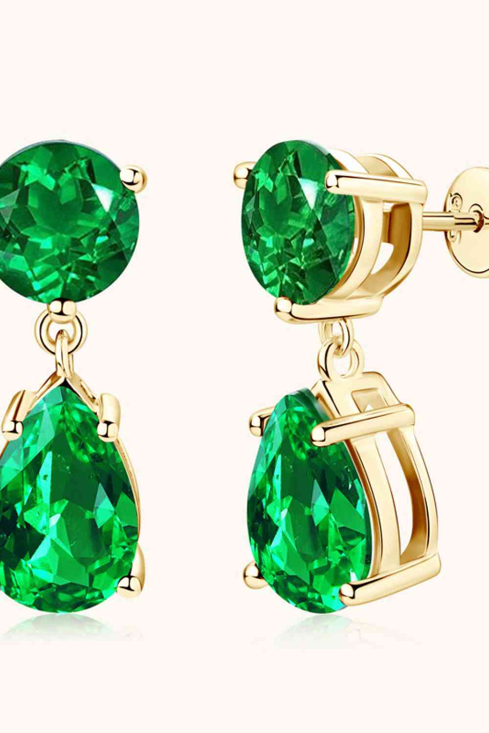Lab Grown Emerald Drop Earrings for Women - 14K Gold Plated Genuine Emerald Dangle Earrings - Elegant Gift for Wedding, Anniversary & Special Occasions
