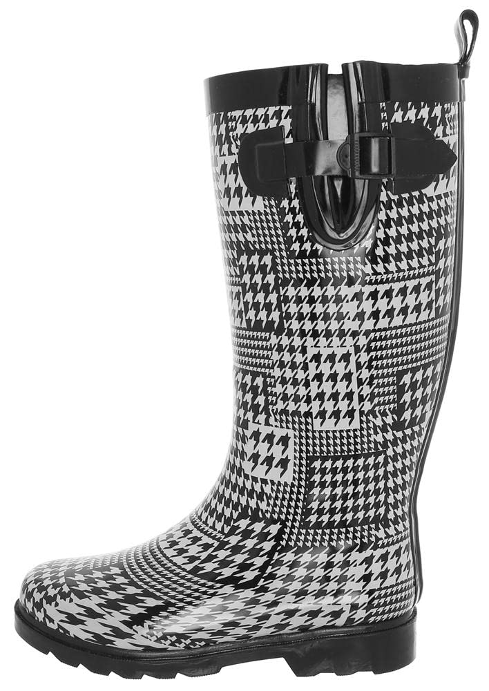Capelli New York Women's Tall Waterproof Rain Boots with Cozy Fleece Lining - Perfect for Gardening, Hiking & Wet Weather Commutes