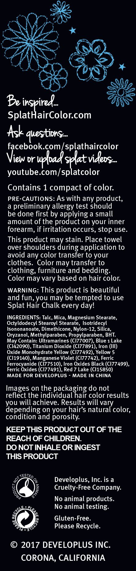 Splat Purple Pixies Hair Chalk - 1 Compact, Temporary & Washable Hair Color for Vibrant Streaks | Easy Glide-On, Cruelty-Free & Vegan | Perfect for Parties, Halloween & Creative Self-Expression