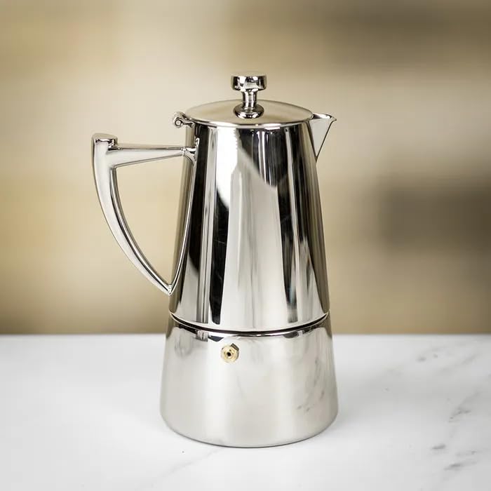 Cuisinox Roma 6-Cup Stainless Steel Stovetop Moka Pot - Italian Espresso Maker for Home & Office - Perfect for Brewing Rich Coffee on Gas, Electric & Induction Stoves