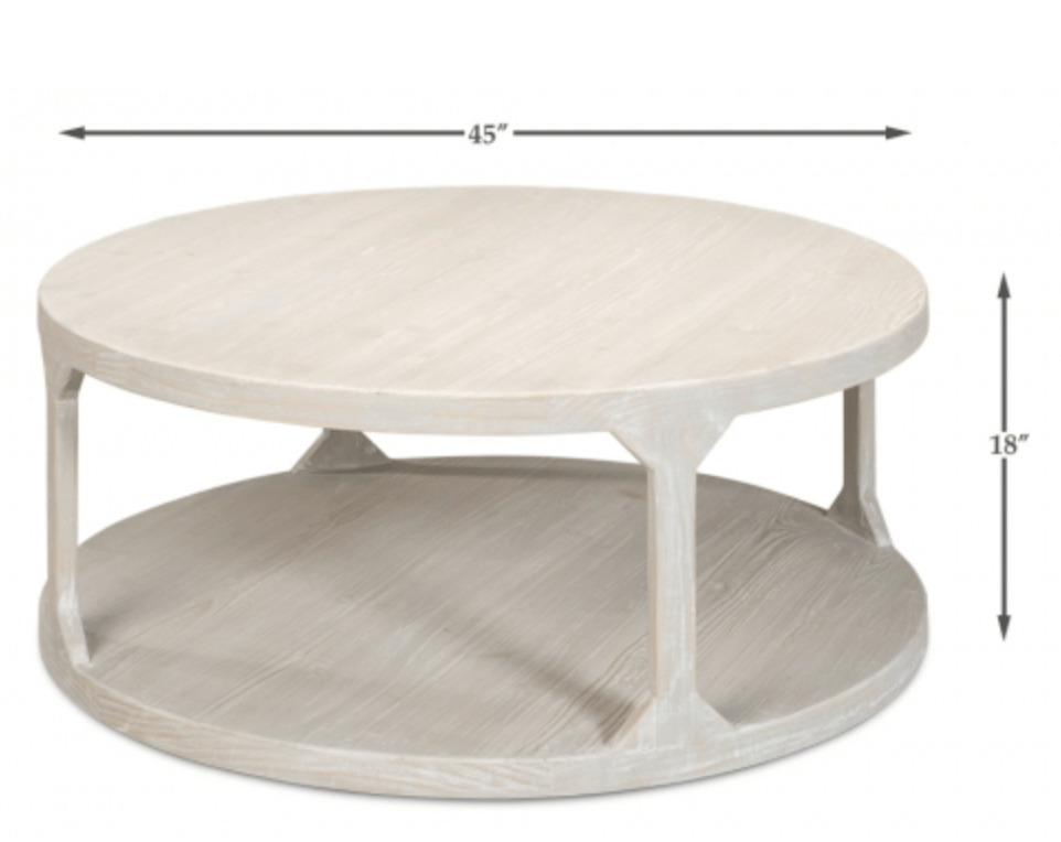 Whitewashed San Juan Beach Coffee Table - Coastal Style Living Room Furniture for Home Decor & Beach House Styling