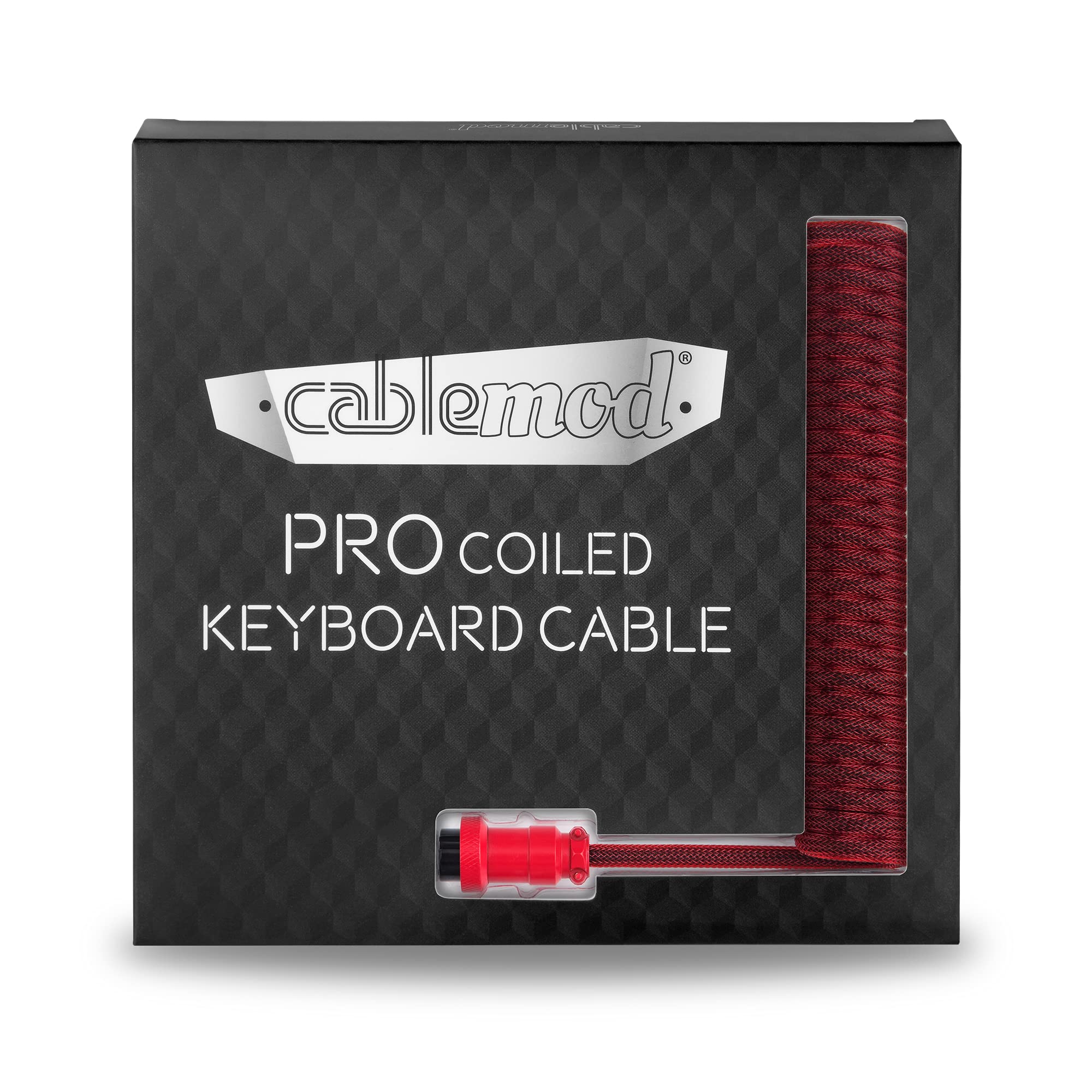 Premium CableMod Pro Coiled Keyboard Cable - Republic Red | USB-A to USB-C 150cm Braided Cord for Mechanical Keyboards | Perfect for Gaming, Office & Custom Keyboard Setups