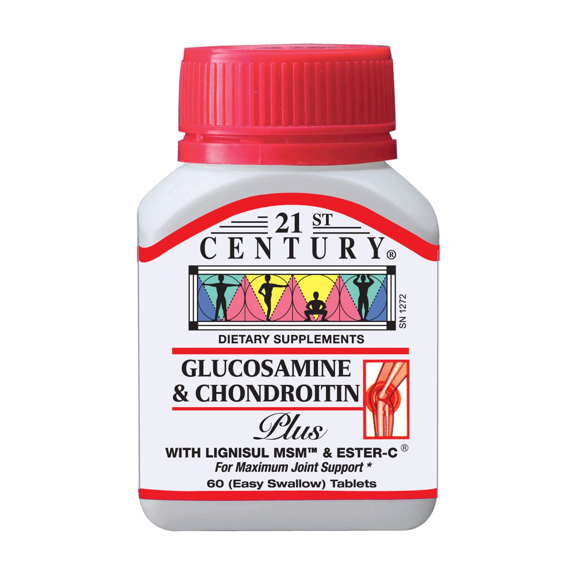 21st Century Glucosamine & Chondroitin Plus with MSM & Vitamin C - 60 Tablets for Joint Support & Mobility - Ideal for Active Adults & Seniors