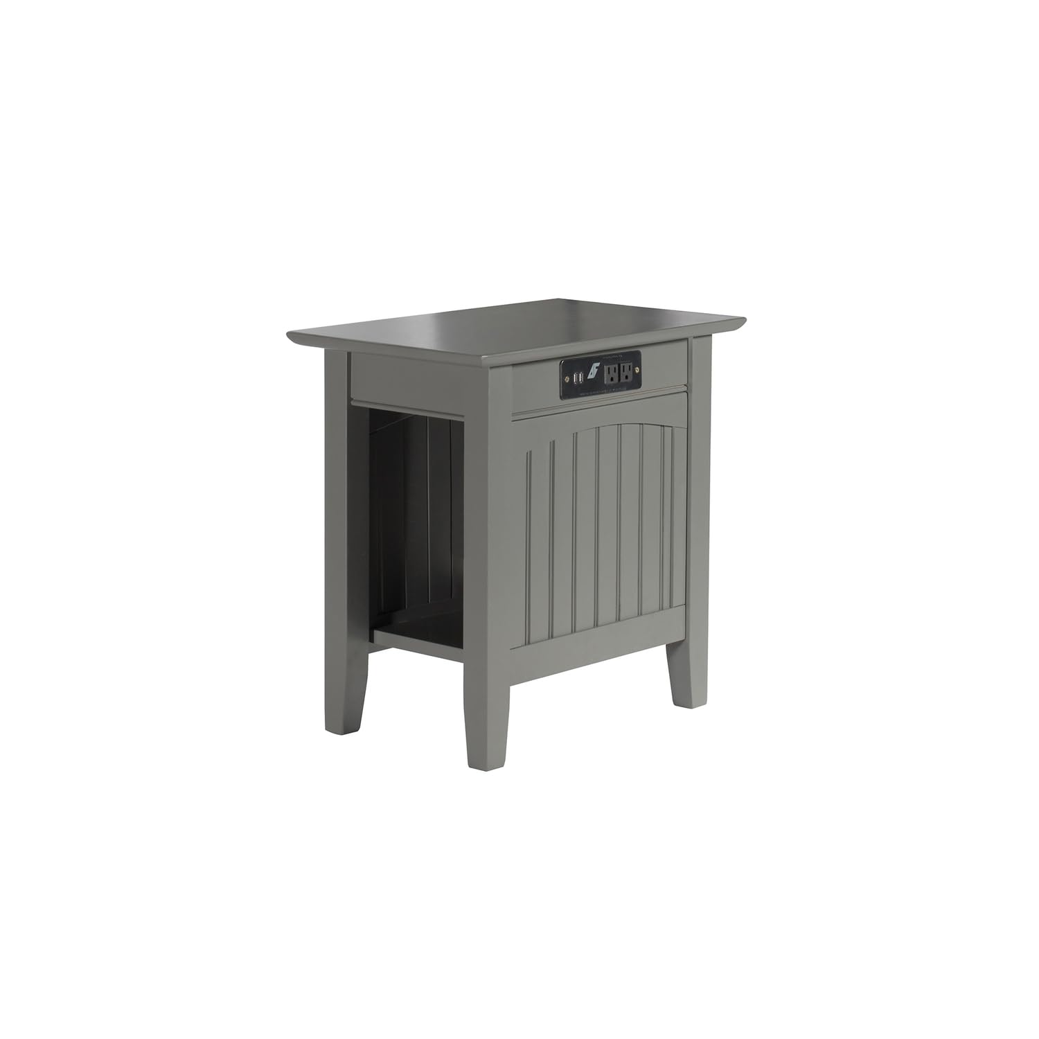 AFI Nantucket Chair Side Table with Built-in USB Charger - Grey End Table for Living Room, Bedroom, or Patio - Perfect for Charging Devices While Relaxing