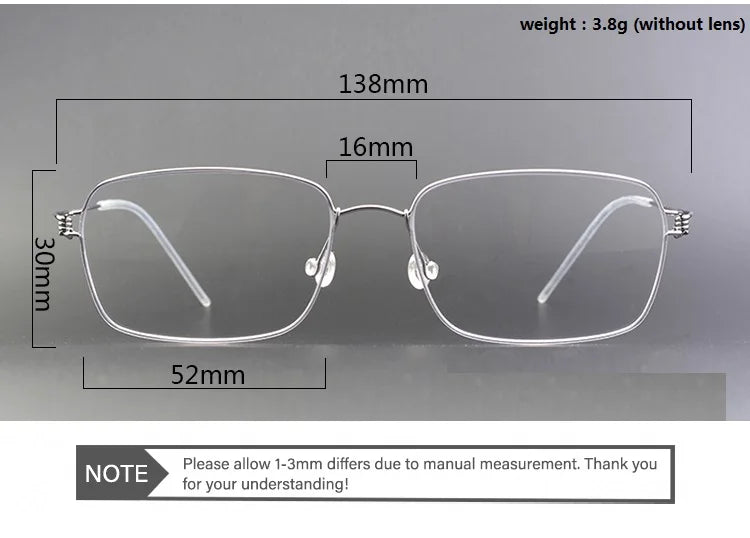 Aimee Men's Full Rim Square Screwless Titanium Eyeglasses Frame 20913 - Lightweight Durable Glasses for Work, Reading & Everyday Use