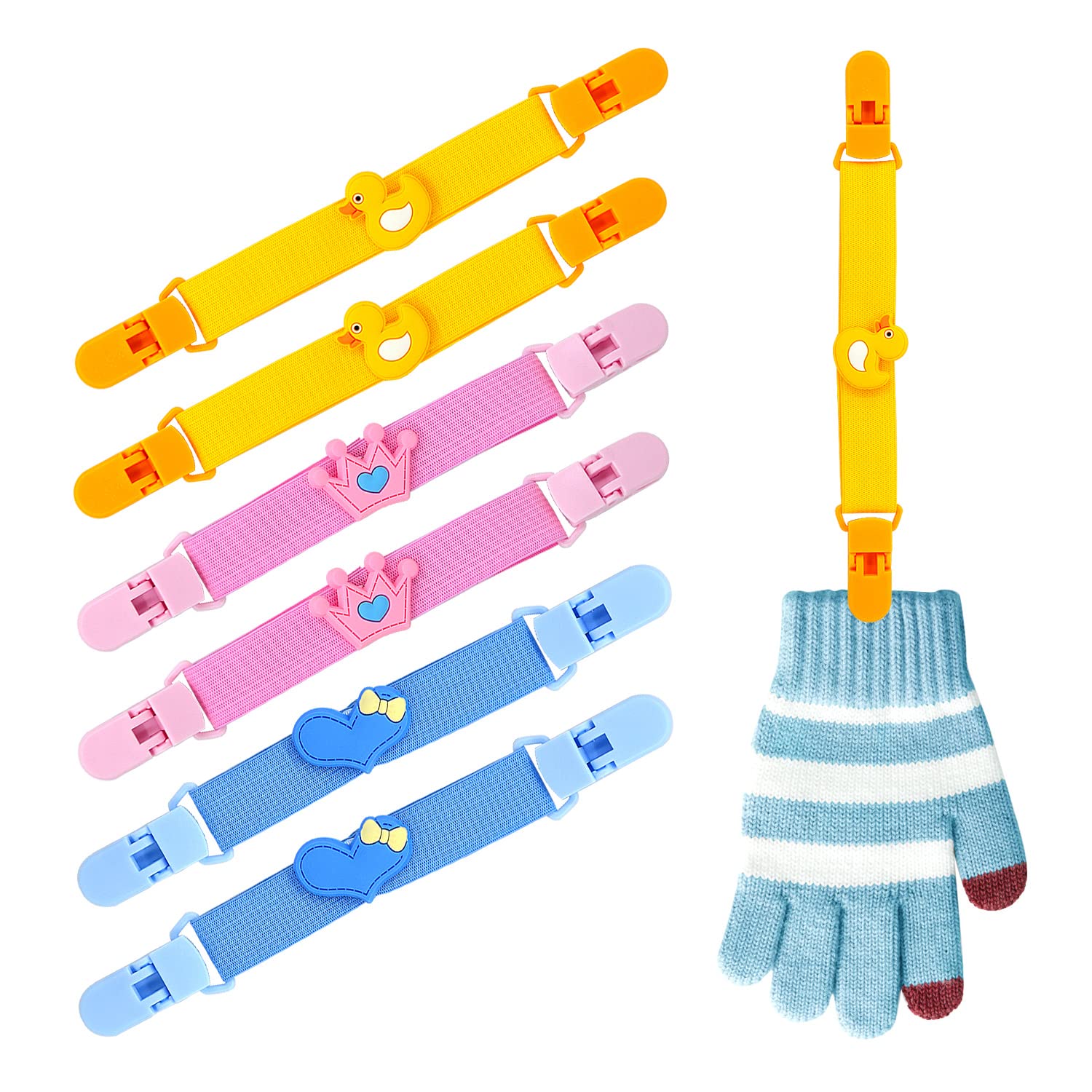 Elastic Mitten Clips for Kids - Anti-Lost Glove Strap Keeper (2 Pack) - Cute Winter Accessories for Toddlers & Children - Perfect for Skiing, Snowboarding & Outdoor Play
