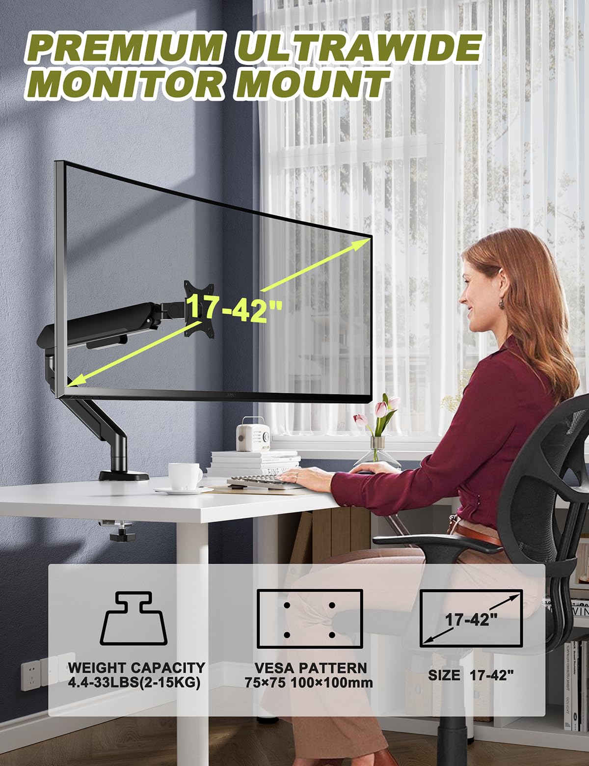 Heavy Duty Single Monitor Arm Stand for 17-42